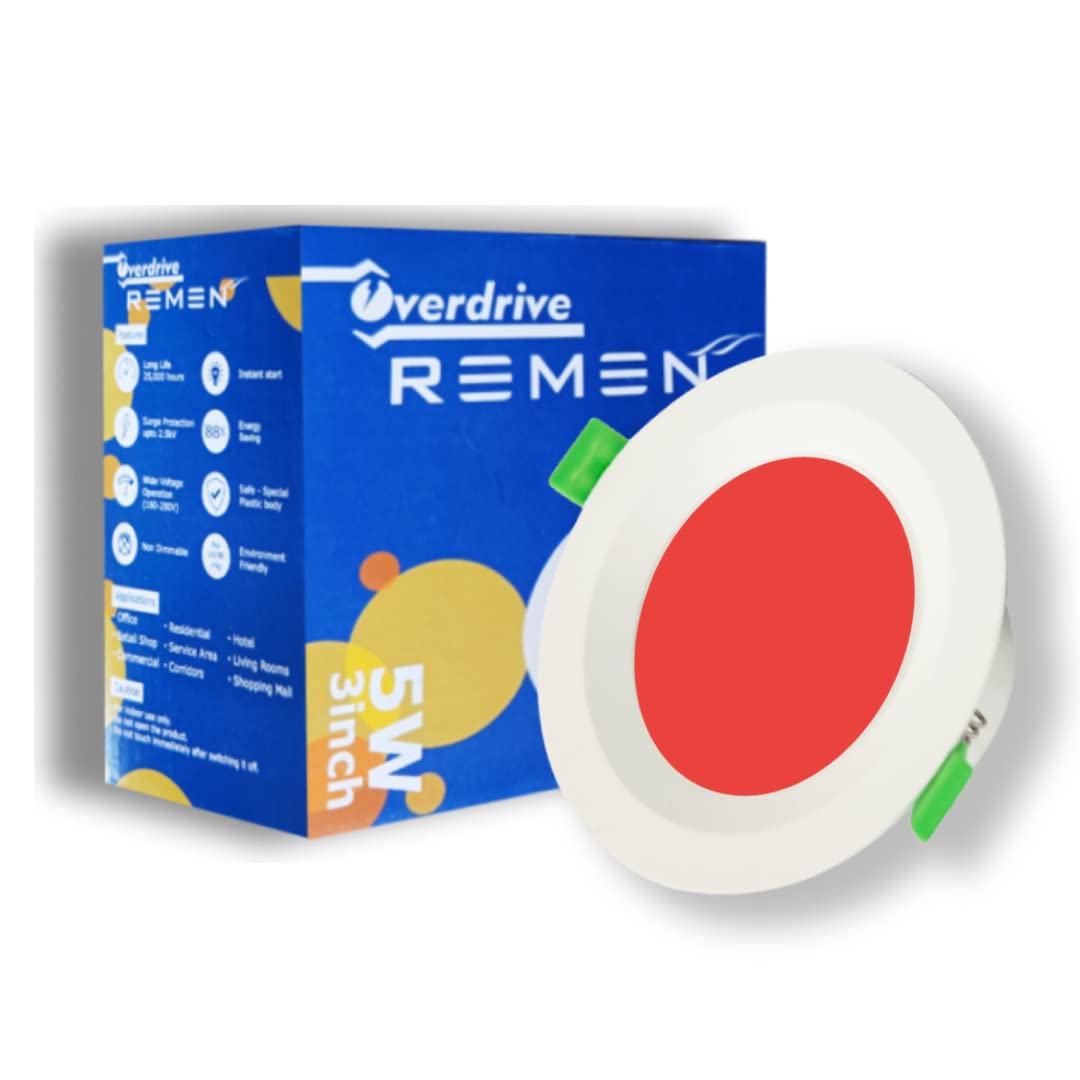 REMEN 5-watt Round LED Downlight | Recessed Downlight for False Ceiling | Ceiling Light for Home and Hall | Round Panel Conceal Down Light | Red, Pack of 1-image-31