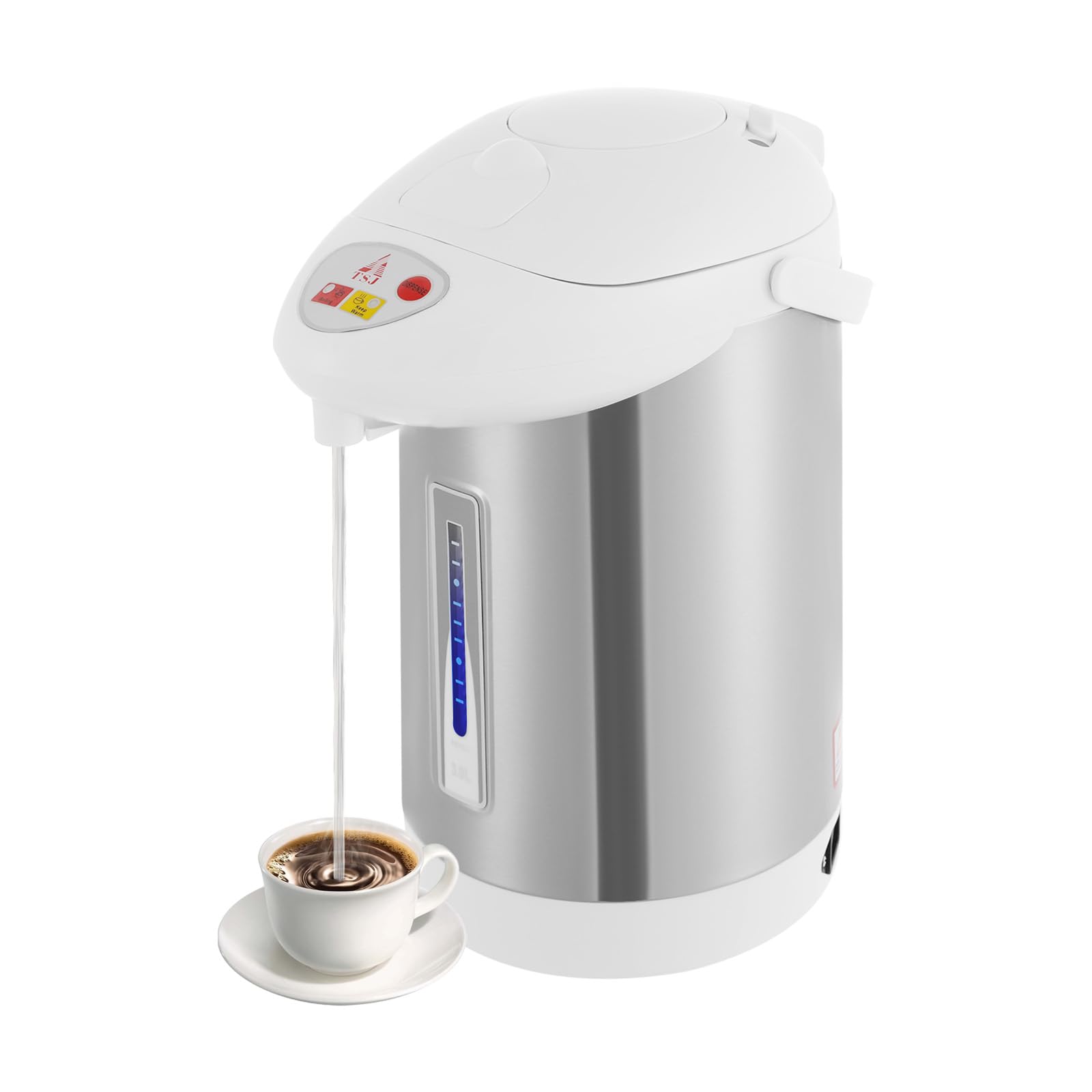 Hervidor eléctrico de 3 litros, acero inoxidable, dispensador de agua caliente, dispensador de agua de 750 W, termo, tetera para la preparación de té, café soluble, comida para bebés