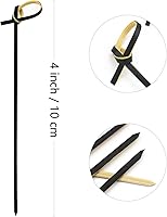 Vista 2 de BLUE TOP Palillos de Bambú para Cóctel 200 PCS Brochetas de Bambú Negro de 4 Pulgadas con Nudo en Bucle, Palillos para Alimentos, Palillos