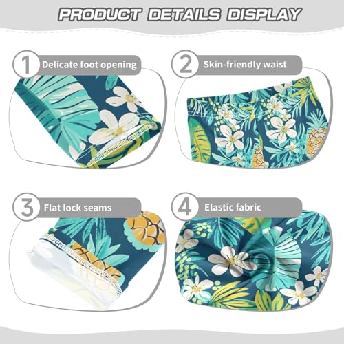 ALAZA Girls' Leggings Children's Yoga Pants Skinny Printed Dance Pineapple Flower Green Comfortable 4T2