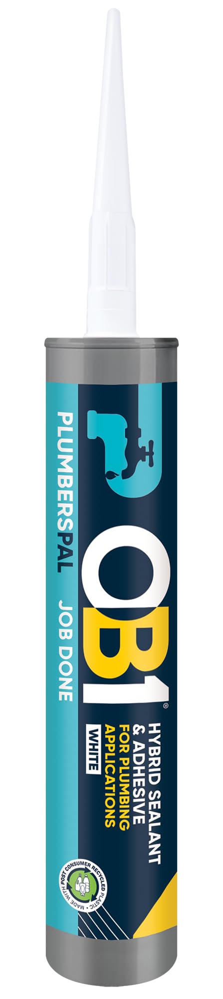 OB1 PlumbersPal White - Sanitary Sealant & Adhesive - Ideal for Kitchens & Bathrooms - Mould Resistant - Works in Water - Paintable - Permanently Elastic - 290ml