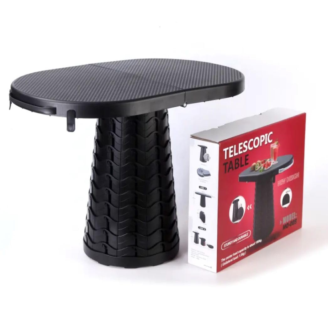 Mesa Plegable Auxiliar + Taburete Portátil 2 en 1, Fácil de Montar y Transportar, para Playa, Pesca, Camping, Senderismo, Acampada
