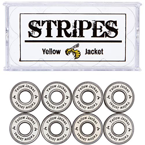 Yellow Jacket Premium Skateboard Bearings, Pro Longboard Bearings, 608, ABEC 9, White Lightning (Pack of 8)