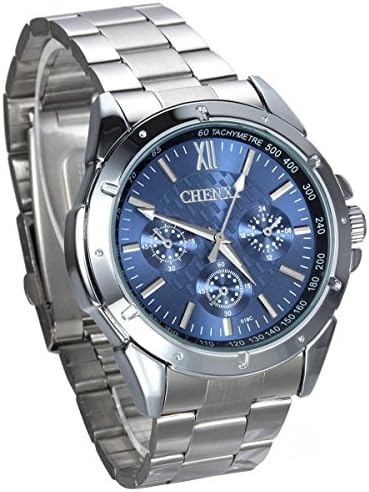 JewelryWe Herren Armbanduhr, Business Casual Analog Quarz Uhr mit Edelstahl Armband, Blau Schwarz Weiss Zifferblatt JewelryWe Herren Armbanduhr, Business Casual Analog Quarz Uhr mit Edelstahl Armband, Blau Schwarz Weiss Zifferblatt