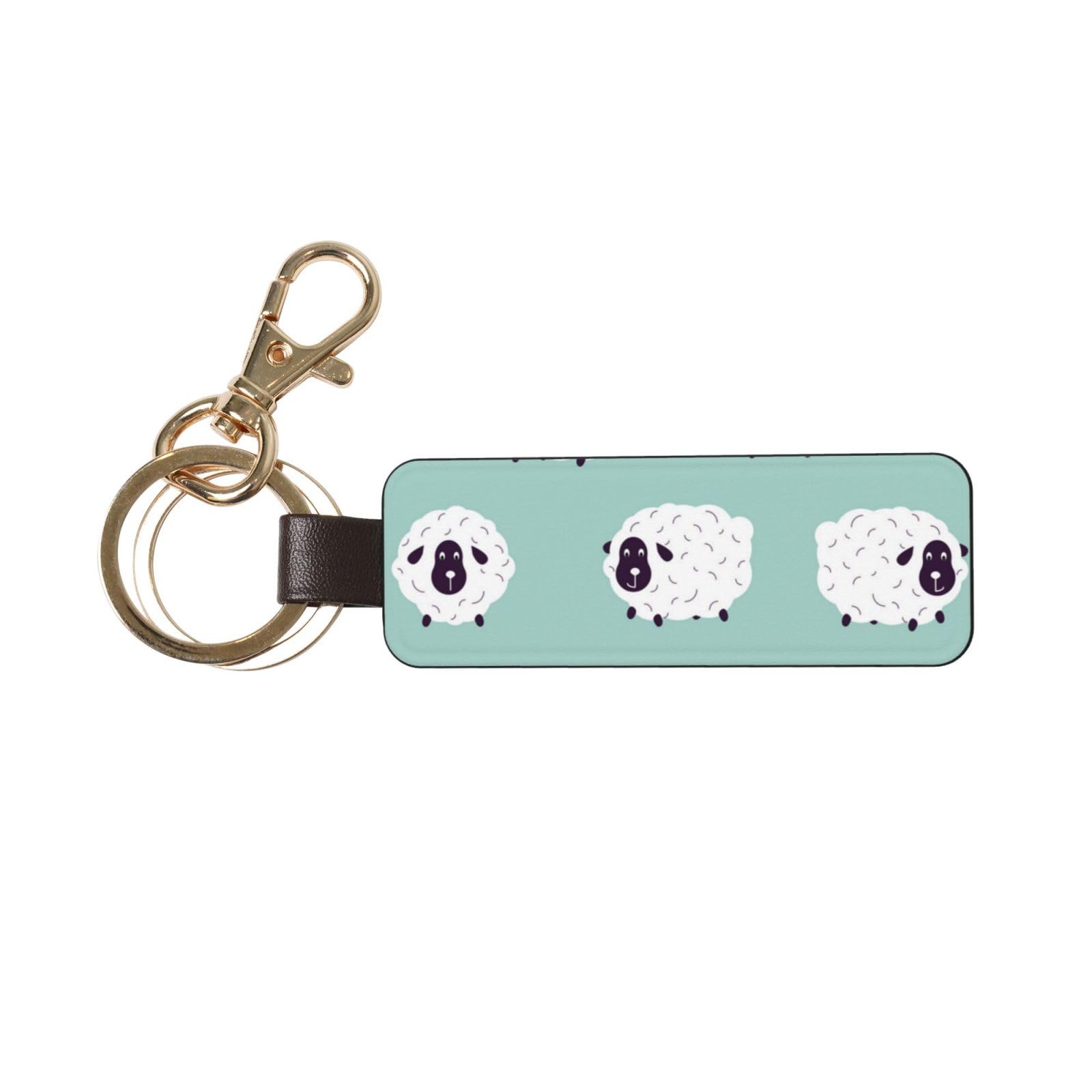 Inomak Unisex As Picture Cute Animal Sheep Pattern, Pu Leather Keychain, Keychains Keyring Key Chain Ring Holder Organizer 1 Pc