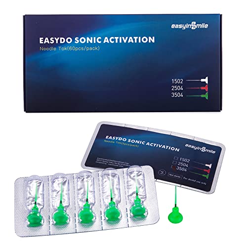 SNAWOP Easydo Sonic Activation System Needle Tips 60PCS #3504 Green Endodontic Activator Tips Soft Bendable Polymer Material Never Breaking File