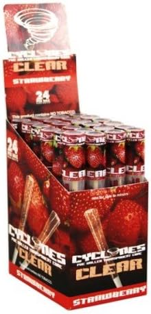 Cyclones Pre Rolled Transparent Cones Strawberry 2 Per Tube 24 Per Box
