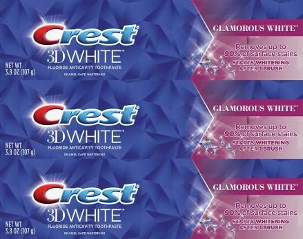 Miniatura 1 de Crest 3D Glamorous - Pasta de dientes blanca, blanqueamiento seguro para esmalte, 3.8 onzas (3.77oz), paquete de 3