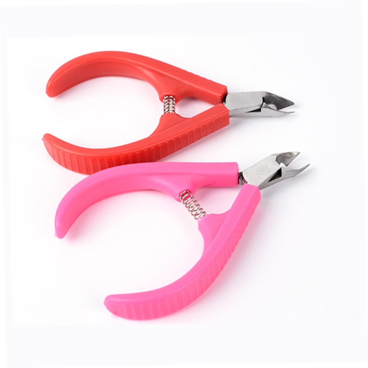 OUNONA 2Pcs Nail Art Tool Red Plastic Handle Cuticle Remover Nipper for Manicure Durable Dead Skin Pliers for Salon Spa and Home Use