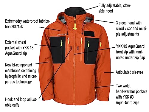 Men’s 3L-Gore Pro-Tex Waterproof Fishing Wading Jacket – Foul Weather Gear with Storm Hood & Pockets2