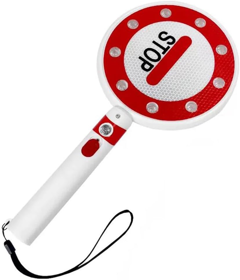 Two-Way Rechargeable Handheld LED Car Warning Traffic Stop Sign, Blocked Road Traffic Light Controller for Day and Night