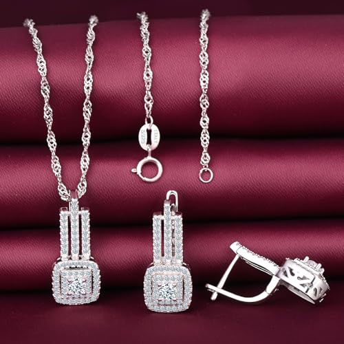 Juego de joyas de plata 925 de collar y pendientes Yumilok regalo para mujer 3