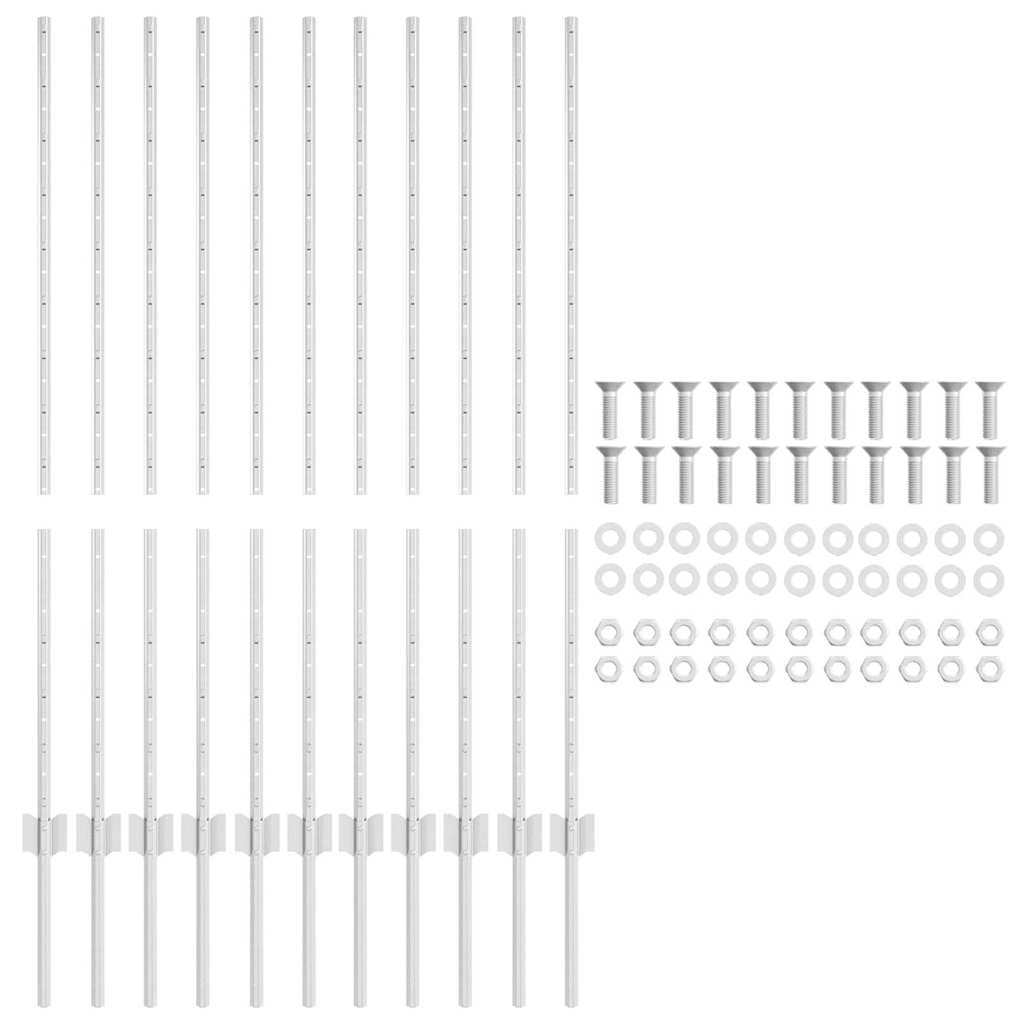 Set di 11 pali per recinzioni, in acciaio, 120 cm, robusti pali in metallo per recinzioni da giardino, resistenti alle intemperie e facili da montare, forma cilindrica