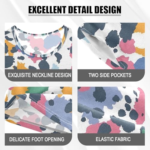 ALAZA Colorful Spots Abstract Pajamas Short Sleeve 2 Piece Sleepwear Top and Bottom Pajama Set Unisex4