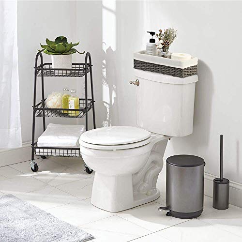 HOSROOME Bathroom Storage Organizer Basket Bin Toilet Paper Basket Storage Basket for Toilet Tank Top Decorative Basket for Closet, Bedroom, Bathroom, Entryway, Office(Grey) - Thumbnail 3