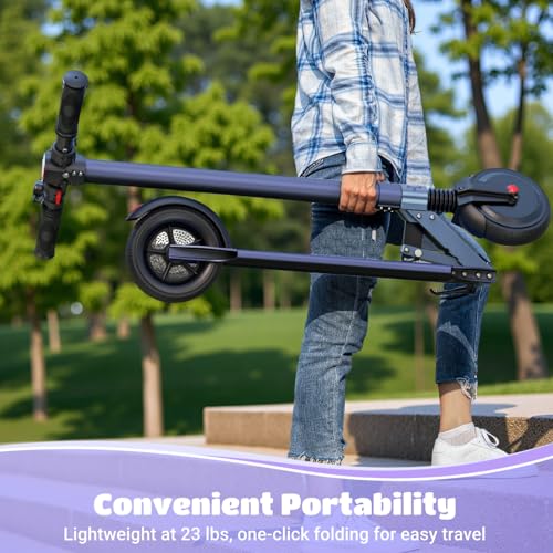 Image of Caroma Electric Scooter Adults,450W Peak Foldable E-Scooter,16 MPH,21 Miles | 3 Speeds & 15 Climb, UL2272 EABS Brake,Smart LED Display Lights, Foldable Frame For Kids 8+, Teens Women Commute Travel