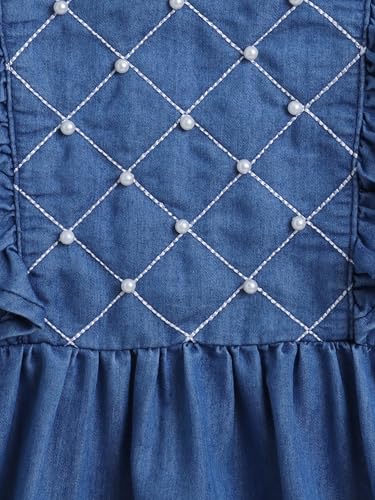 Image of Dresses for Kids Girls, Stylish Knee Length Once Piece Denim Frocks for Girls, Casual Dress for Summer & Special Occasion