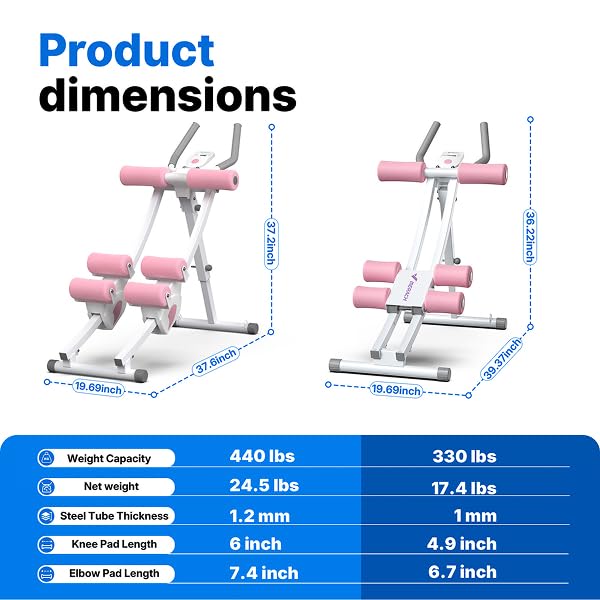 Image of MERACH Ab Machine, Ab Workout Equipment, Adjustable Ab Trainer Machine | Foldable Abdominal Trainer for Stomach Workout with LCD Monitor at Home Gym Knee Protection& 440 LBS Capacity