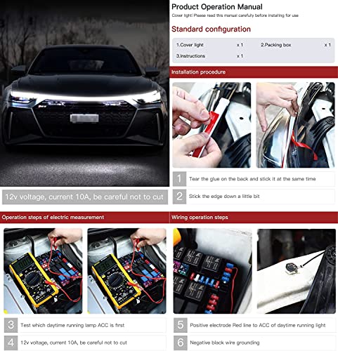 Car Hood Light Strip, 79 Inch Led Strip Lights For Car Hood Universal Engine Hood Guide Decorative Light Bar 12V Flexible Headlight Waterproof Daytime Running Light Strip For Cars,Suvs,Trucks (White)… #TOP4