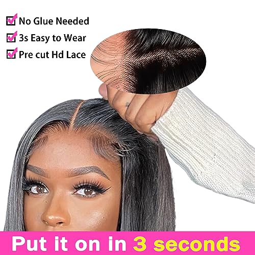 Image of 30 Inch Wear and Go Glueless Wigs Human Hair Pre Plucked Pre Cut 5x5 Hd Lace Closure Wigs Human Hair 180 Density Body Wave Lace Front Wigs Human Hair Wigs for Women No Glue 3 Seconds for Beginners