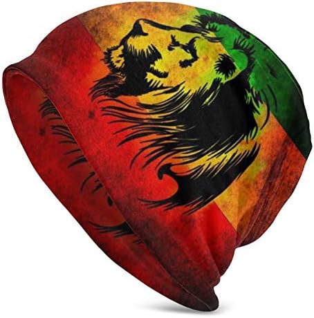 New-design African Flag The Lion of Judah Rasta Rastafari Jamaica Knit Beanie Winter Hat Warm, Stretchy Soft Beanie Hats for Men and Women ，Year Round Comfort