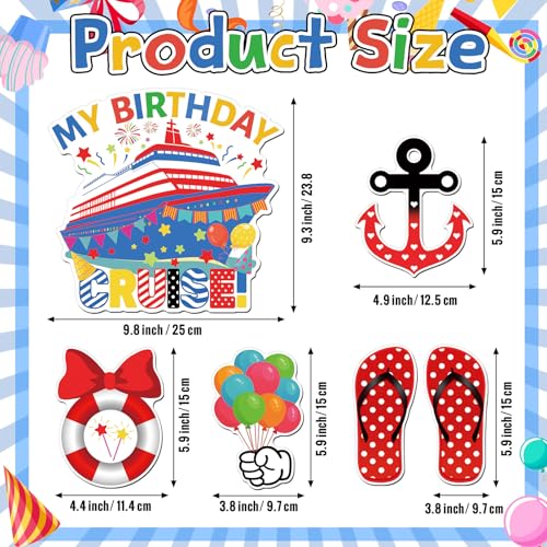 Image of Kanayu 6 Pcs Birthday Cruise Door Decorations Magnetic Large Ship Decorations Magnets Anchor Cruise Decor Car Fridge Magnet Decal for Carnival Stateroom Door