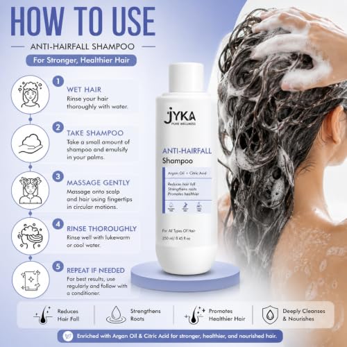 Image of Anti-Hairfall Shampoo with Argan Oil - Reduces Hair Fall, Strengthens Hair Roots, Promotes Healthier Hair - Paraben Free, For All Hair Types (250 ml)