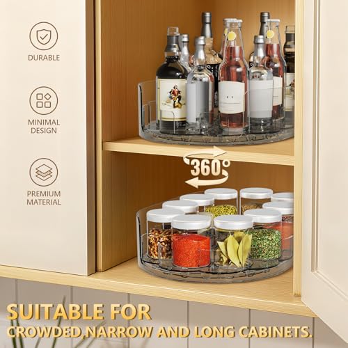 Holinwa Lazy Susan Organizer for Refrigerator, 13.5'' x 8.5'' Clear Rectangular Turntable - image 4