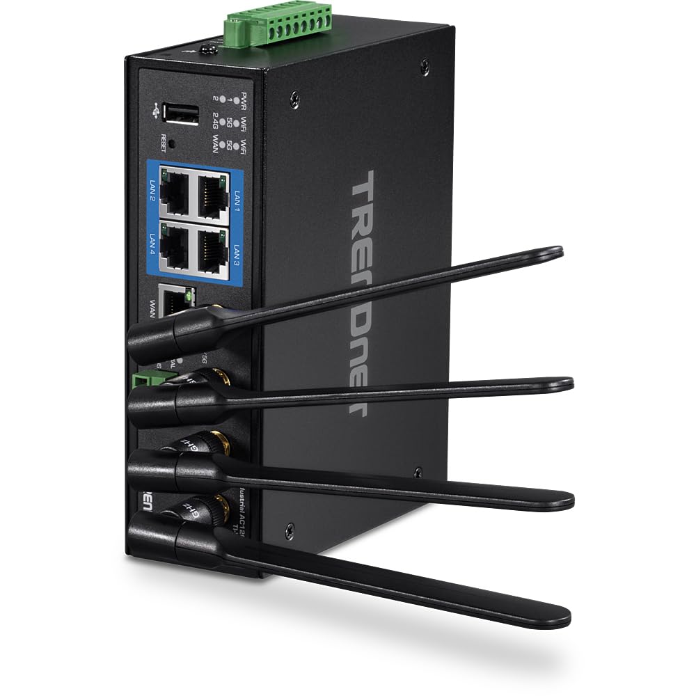 TRENDnet, TI-W100, Routeur Gigabit sans Fil Double Bande Industriel AC1200, Noir