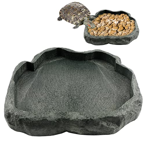 Bol eau reptile pierre résine grand vert foncé mangeoire terrarium tortue lézard