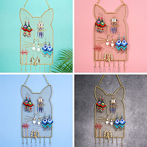 Rolin Roly Hanging Jewelry Organizer Earring Storage Wall Mounted Hanging Necklaces Display Earring Display Hanger with Hooks Decorative Metal Mesh Jewellry Holder - Image 4