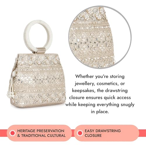 Image of Nevis Stylish Embroidery Unique Design Traditional Wedding Party Handheld Potli Bag For Women