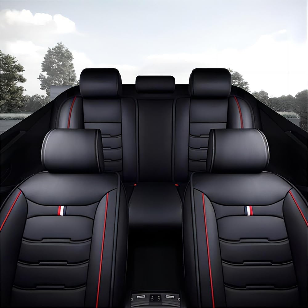 Housse de Siège Voiture pour VW Tiguan R-Line 2019-2025, Résistant à l'usure et Respirant, Facile à Nettoyer, Respectueux de l'environnement et sans Odeur,4.(Black Coffee)
