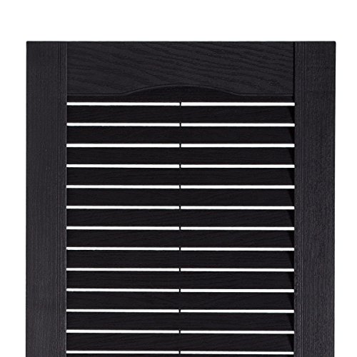 15 Inch X 43 Inch Standard Louver Exterior Vinyl Window Shutters, Black (Pair) #TOP1