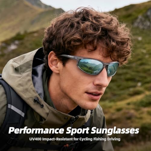 Image of FAGUMA Polarized Sports Sunglasses For Men UV400 Protection | Cycling Driving Fishing
