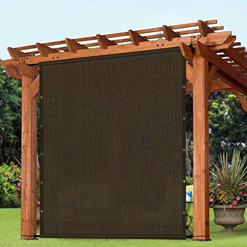Patio Outdoor Sun Shade Sail Cover for Deck Pergola Porch Yard with Grommets Rods Window Door Shade Screen Panel 14'x37' Brown