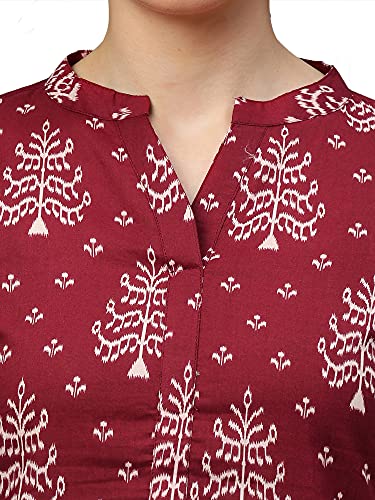 Image of INDO ERA Women's Cotton Straight Fit Printed Calf Length Straight Kurta(RRRRR2129)