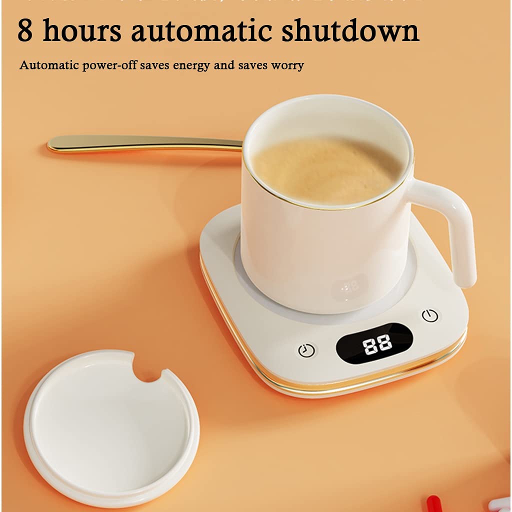 YXCKG Réchauffeur De Tasse De Café, Température Constante 55 ℃, Plaque Chauffante À Café, Chauffe-Tasse De Lait pour Le Bureau À Domicile ((thé, Eau, Cacao, Soupe Ou Lait) (Color : White+Cup)
