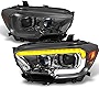 AKKON - For 2016-2022 Toyota Tacoma TRD/Limited Sequential LED Tube Design Smoked LensSquare Projector Headlights
