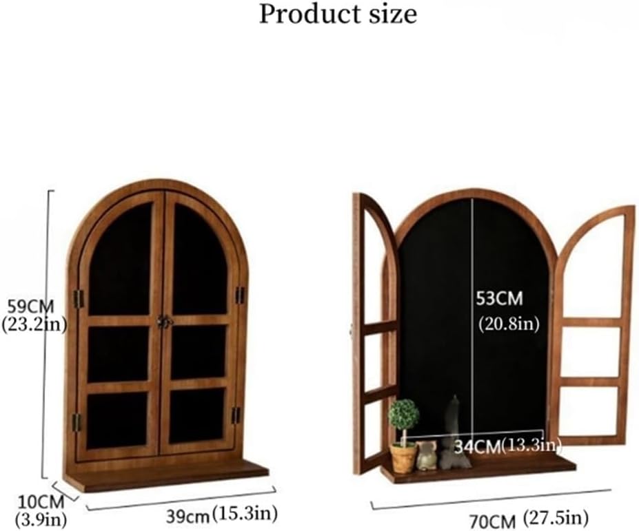 Retro Fake Window, Metope Decorate, Simulation Wall-Mounted Window, Blackboard Wall-Mounted Storage Board for Bedroom, Living Room, Entrance, Dining Room(Large)
