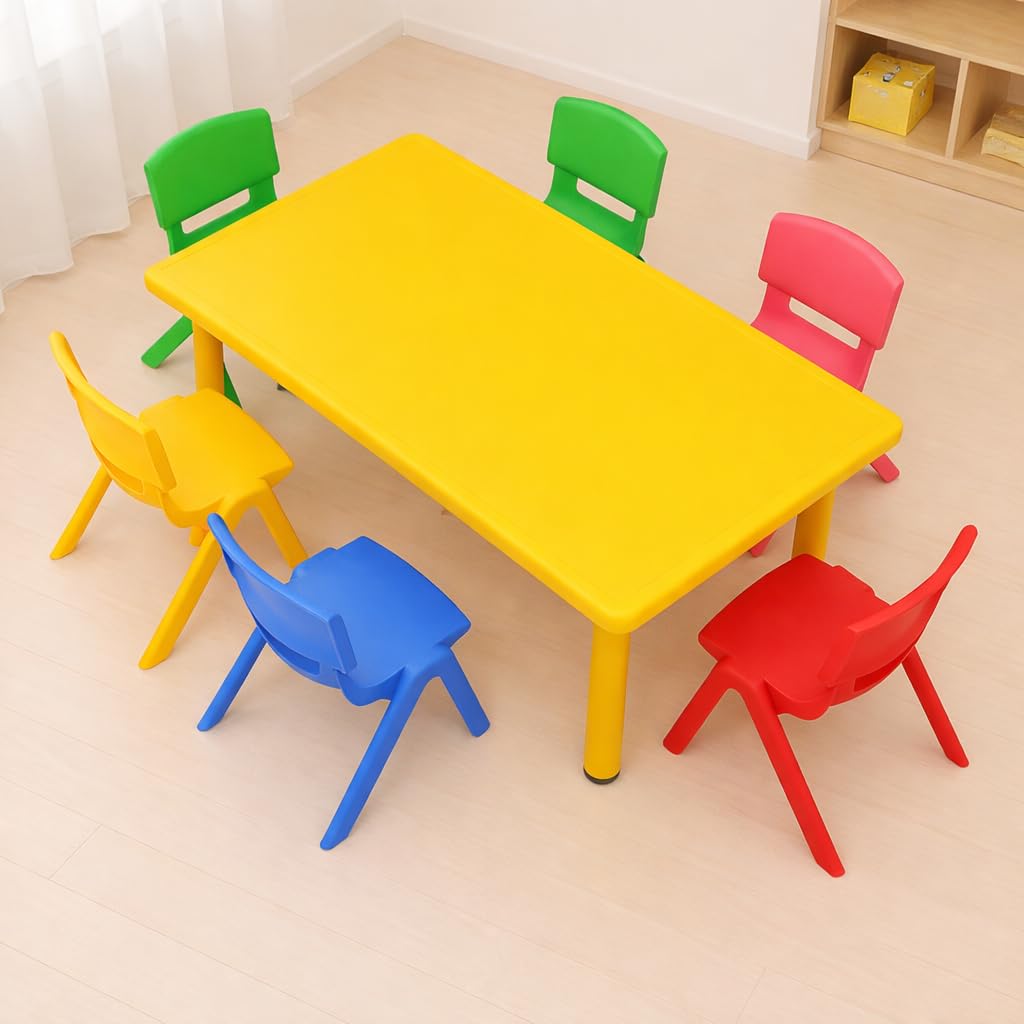 eHomeKart Plastic Playgro Table For Kids- Playgro Rectangle Table For Kids With Set Of 4 Chairs- Perfect Fort Home- (Color May Vary)-picture-12