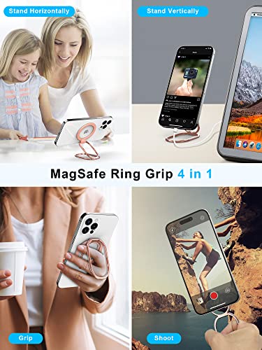 Image of 【2025 Upgraded】 Mag Safe Phone Ring Holder, SUPERONE Adjustable Magnetic Kickstand & Removable Phone Grip Compatible with Wireless Charging Only for iPhone 17 & 16 & 15 & 14 & 13 Series - Rose Gold