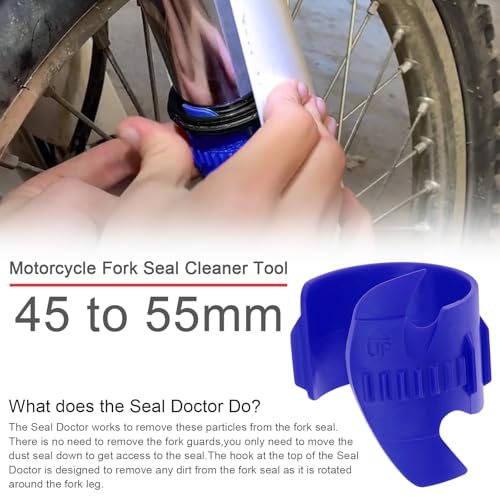 Image of Windance Motorcycle Front Fork Repairing Tool Kit,Fork Seal Saver Cleaner Shock Repairing Absorber Tool 45mm-55mm + Fork Suspension Oil Level Measurement Gauge Oil Syringe Tool (Blue)