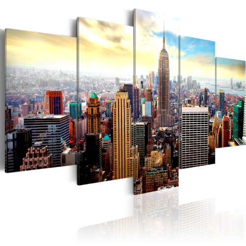 artgeist Acoustic Canvas Wall Art New York 90x45 in - 5pcs Picture with Acoustic Foam Sound Print Artwork Room Acoustics Soundproofing 030211-62