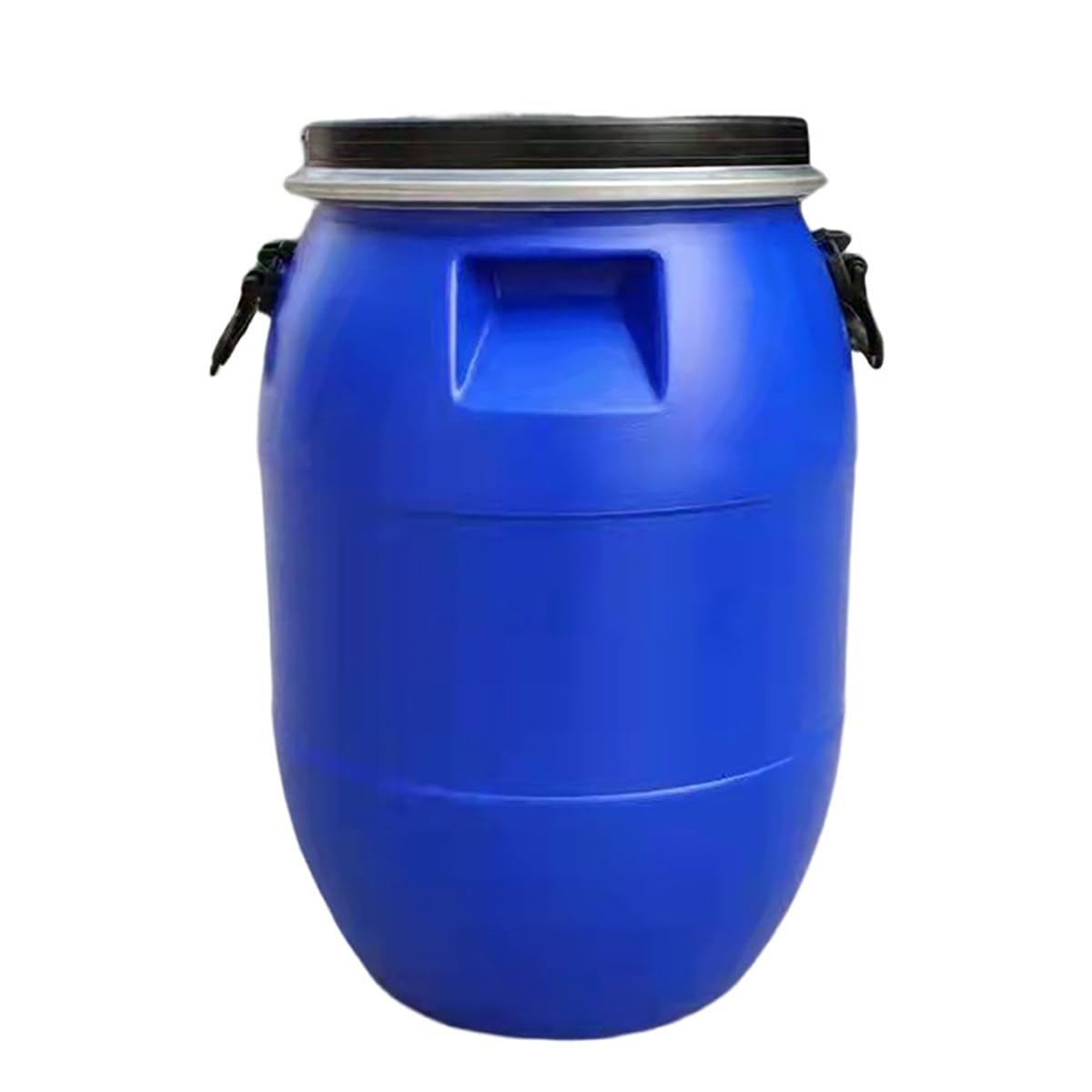 Kunststoff-Trommel, offene Wasserfass mit Deckel und Riegelring, Versandfass für Transport und Aufbewahrung von Gegenständen, langlebiges blaues Kunststoffdesign