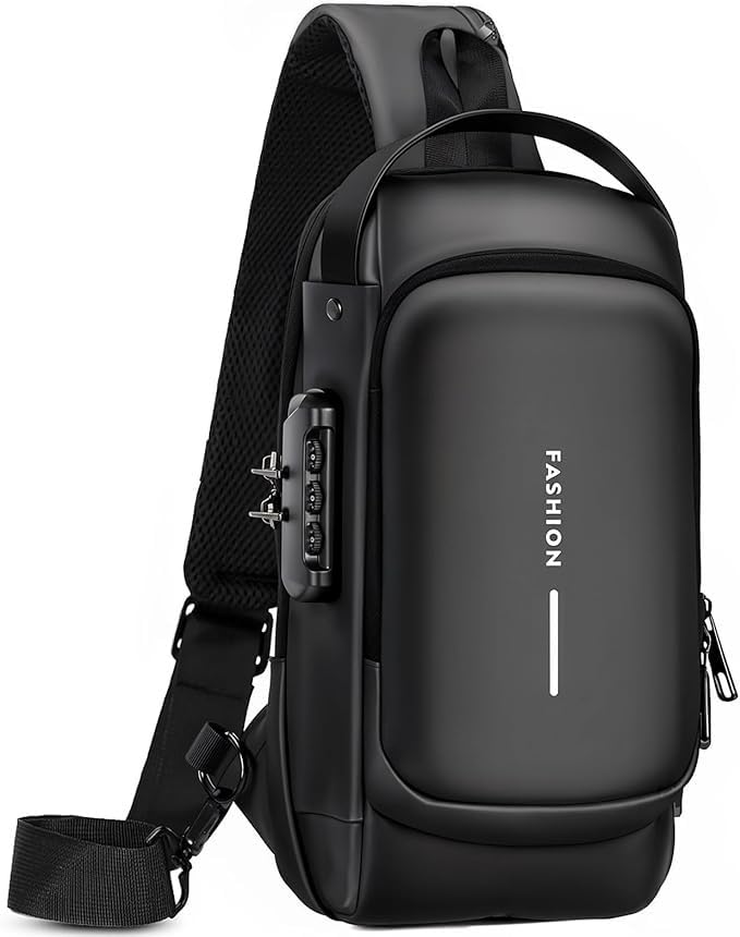 Sling Bag for Men Anti-theft Crossbody Adjustable Backpack bag Waterproof PU Leather Chest Bag | USB Charging Port Shoulder Strap slim bag for Travel Biking, Hiking, Gym Daily Use-image-39