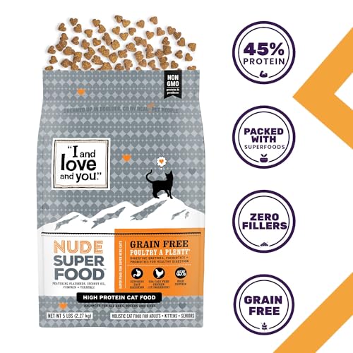 Image of I and love and you Nude Super Food Dry Cat Food - Turkey + Chicken - Grain Free, High Protein, No Fillers, Superfoods, 5lb Bag