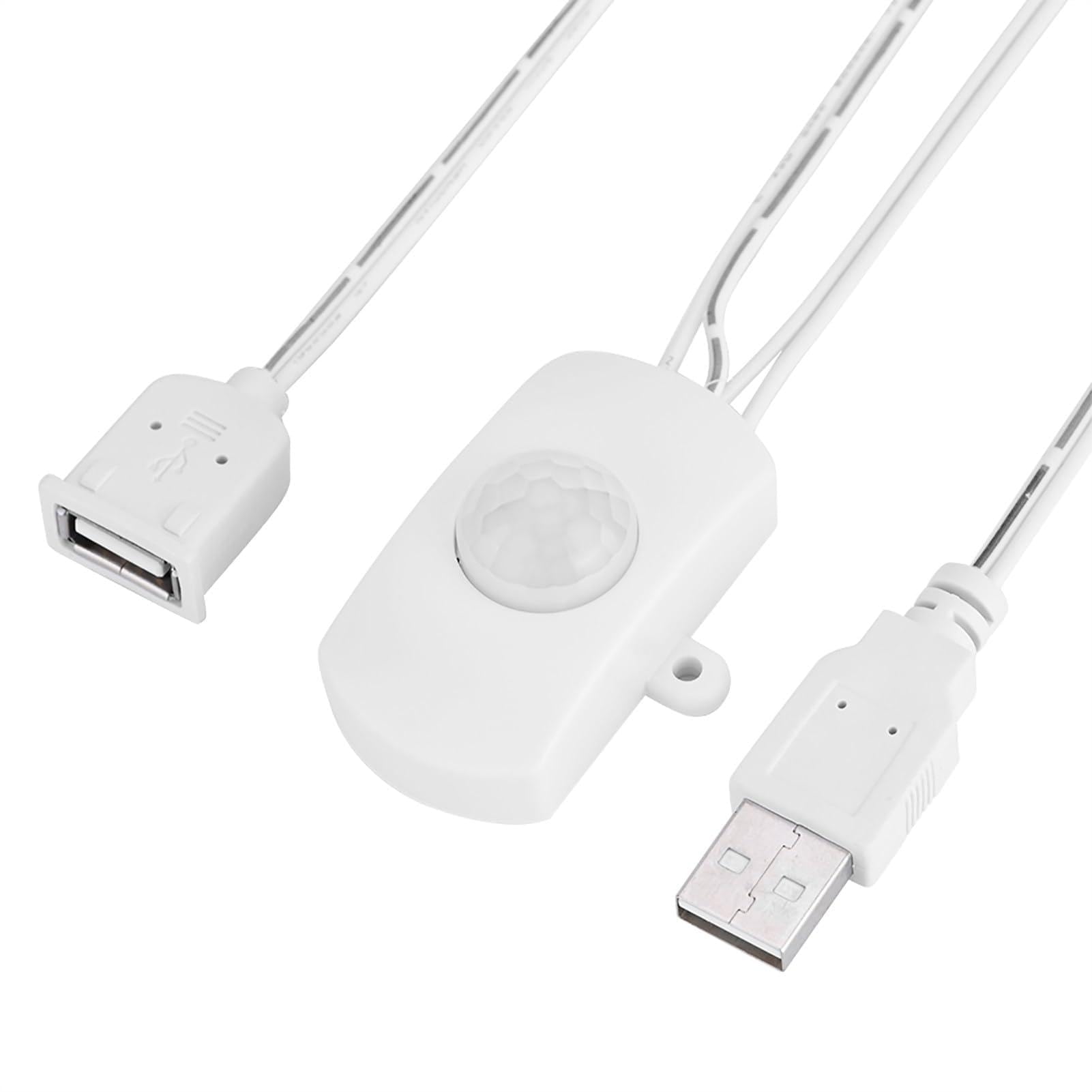 Ejoyous Interruttore con Sensore di Movimento PIR, Rilevatore di Presenza | Interruttore per Striscia LED, Custodia Nera o Bianca, USB, Uso Bagno e Garage