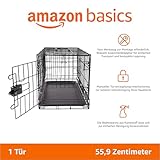 Amazon Basics Zusammenklappbarer Hundekäfig aus Metalldraht mit Bodenschale, Einzeltür, schwarz, L 56 x B 33 x H 40 cm