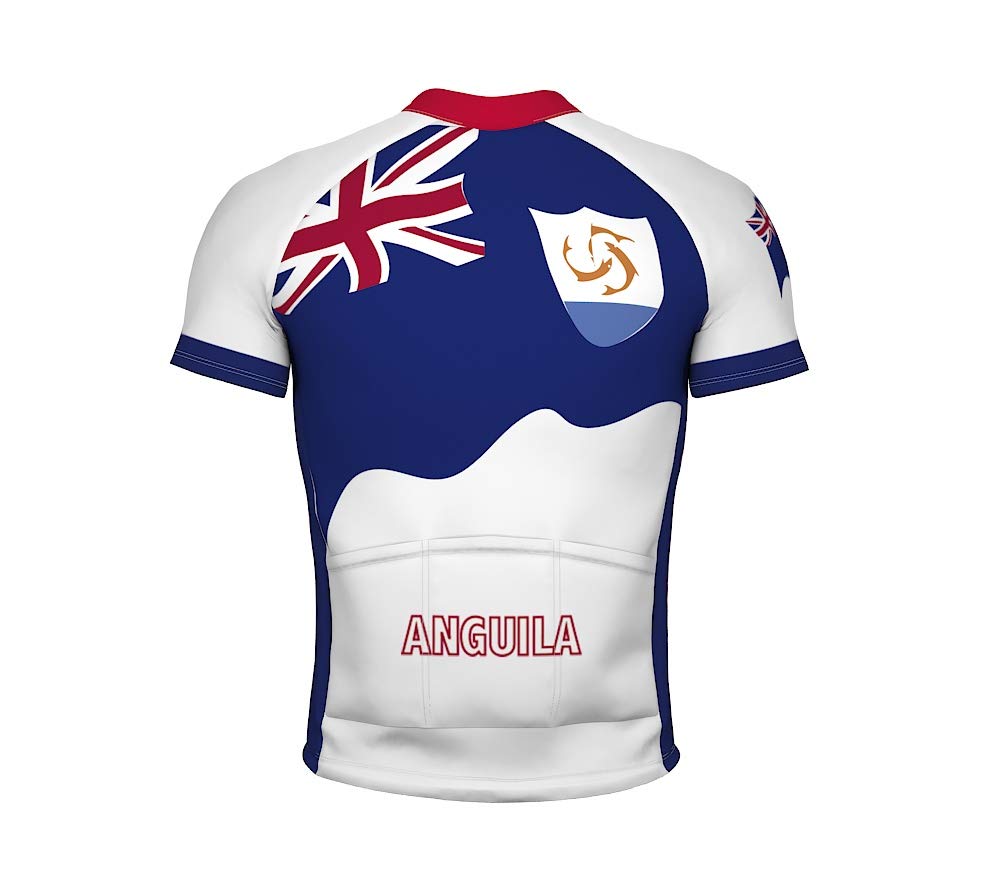 ScudoPro Anguilla Emblem Full Zipper Bike Short Sleeve Cycling Jersey for Men - Size XL Multicolored